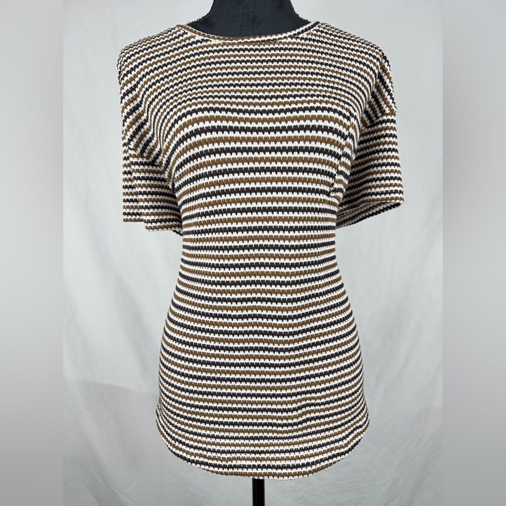 SHEIN Knitted Striped Short Sleeve Top